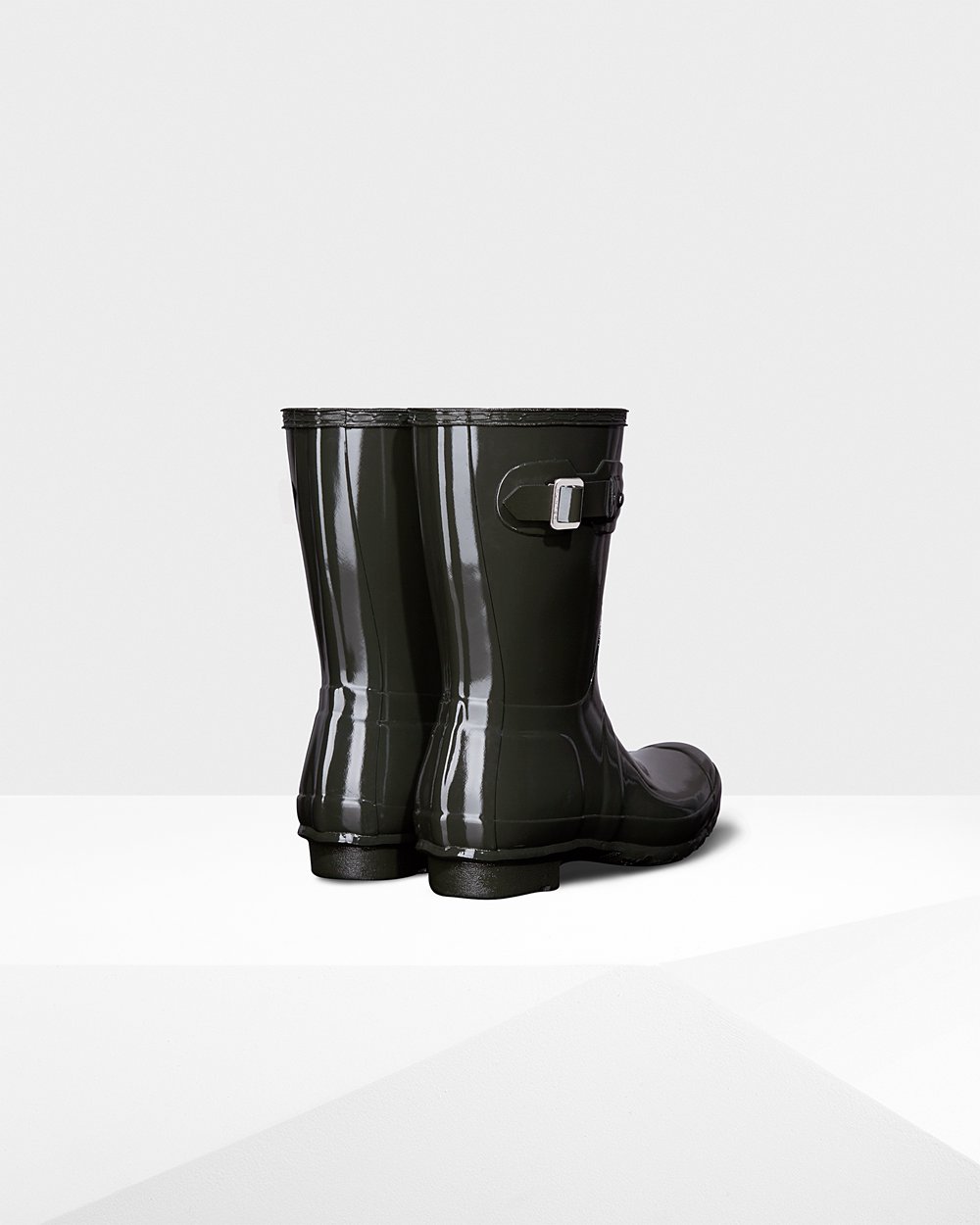 Womens Short Rain Boots - Hunter Original Gloss (87UGIXFJB) - Dark Olive